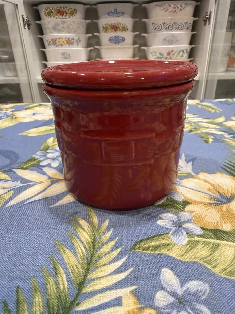 Longaberger Red Ceramic Lidded Pantry Jar